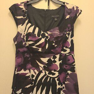 Women’s Abstract Purple, White & Black short-sleeved Dress